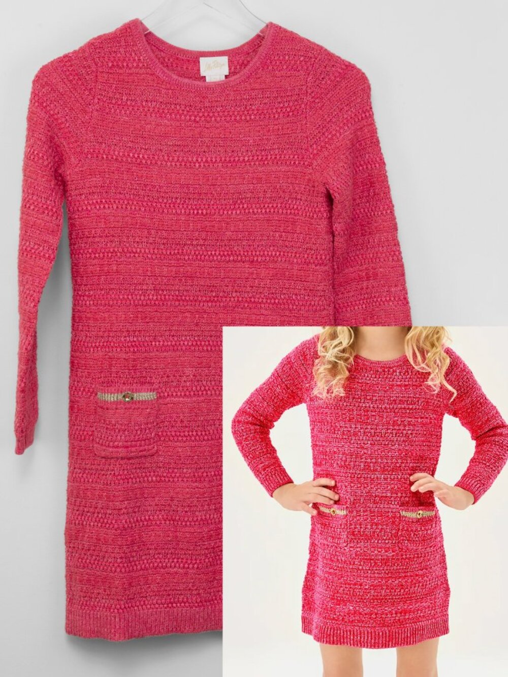 Lilly Pulitzer Lolo Sweater Dress Knit Cherry Red Metallic Marl Size XL New